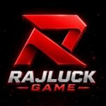 Rajluck Game homepage showing Android gaming dashboard, game categories, rewards, and modern mobile interface